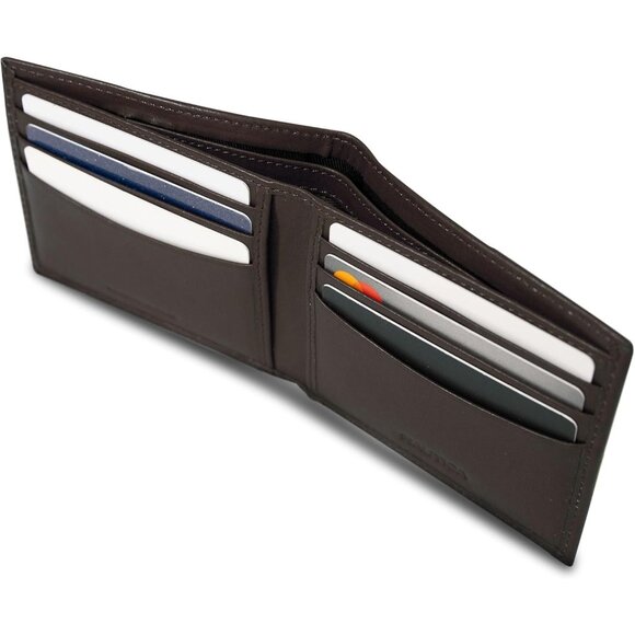 Nautica Men's Bifold Leather Brown Wallet RFID Blocking ID Window Card Slots - Picture 5 of 7